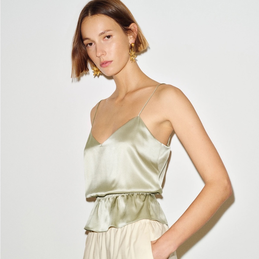 Reformation Fiorenzo silk top NWT - Dried Herbs